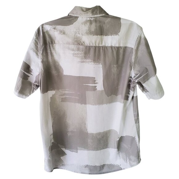 ALFANI All Cotton Painted Blocks Regular-Fit Stretch Printed Button-Down Shirt M - Picture 3 of 13